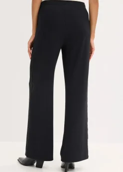 bonprix Bekleidung·Kleider|Hosen|Schlupfhose aus Punto di Roma mit Glitzersteinchen schwarz