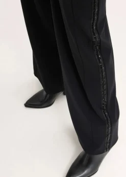 bonprix Bekleidung·Kleider|Hosen|Schlupfhose aus Punto di Roma mit Glitzersteinchen schwarz