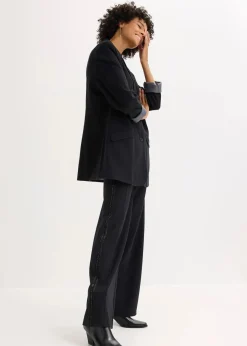 bonprix Bekleidung·Kleider|Hosen|Schlupfhose aus Punto di Roma mit Glitzersteinchen schwarz