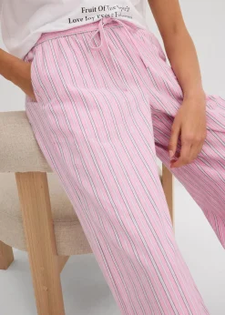 bonprix Bekleidung·Kleider|Hosen|Schlupfhose aus reiner Baumwolle rosa/weiß gestreift