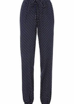 bonprix Bekleidung·Kleider|Hosen|Schlupfhose aus reiner Viskose dunkelblau graphisch bedruckt