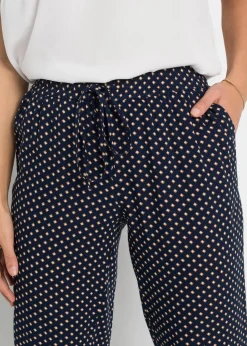 bonprix Bekleidung·Kleider|Hosen|Schlupfhose aus reiner Viskose dunkelblau graphisch bedruckt