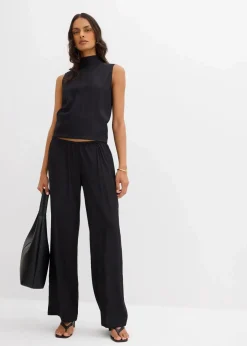 Schlupfhose aus strukturiertem Viskose-Mix|bonprix New