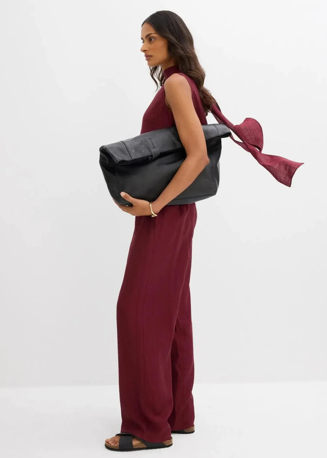 Schlupfhose aus strukturiertem Viskose-Mix|bonprix Clearance