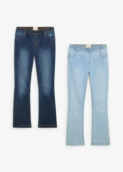 bonprix Mädchen 9-16 Jahre·Mehrfachpacks|Mädchen 9-16 Jahre·Jeans|Schlupfjeans Mid Waist (2er Pack) dunkelblau denim+hellblau denim