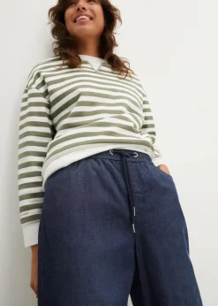 bonprix Jeans|Kurzgrößen|Schlupfjeans, Straight hellblau denim+dunkelblau denim used