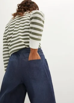 bonprix Jeans|Kurzgrößen|Schlupfjeans, Straight hellblau denim+dunkelblau denim used