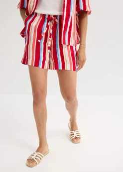 bonprix Bekleidung·Outdoorbekleidung|Bekleidung·Kleider|Schlupf-Shorts aus feiner Viskose mohnrot/helllachs/weiß gestreift
