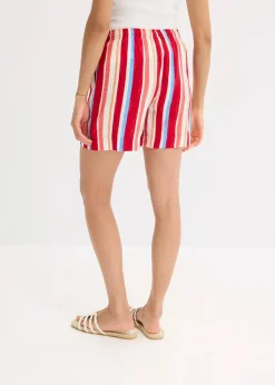 bonprix Bekleidung·Outdoorbekleidung|Bekleidung·Kleider|Schlupf-Shorts aus feiner Viskose mohnrot/helllachs/weiß gestreift