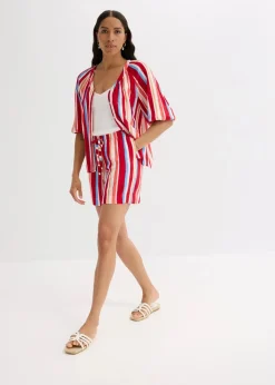 bonprix Bekleidung·Outdoorbekleidung|Bekleidung·Kleider|Schlupf-Shorts aus feiner Viskose mohnrot/helllachs/weiß gestreift