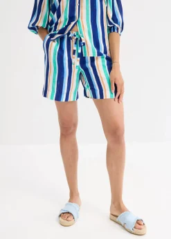 bonprix Nachhaltigere Materialien|Hosen|Schlupf-Shorts aus feiner Viskose arktikblau/hellblau/weiß gestreift