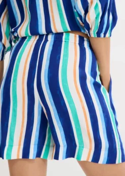 bonprix Nachhaltigere Materialien|Hosen|Schlupf-Shorts aus feiner Viskose arktikblau/hellblau/weiß gestreift