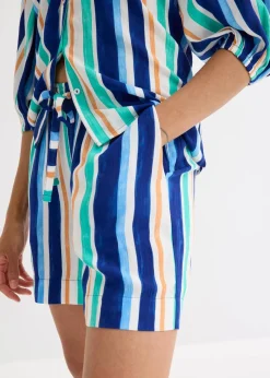 bonprix Nachhaltigere Materialien|Hosen|Schlupf-Shorts aus feiner Viskose arktikblau/hellblau/weiß gestreift