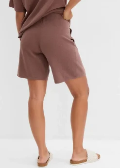 bonprix Hosen|Zweiteiler & Sets|Schlupf-Shorts aus Feinstrick matt braun