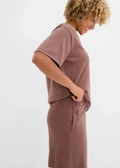 bonprix Hosen|Zweiteiler & Sets|Schlupf-Shorts aus Feinstrick matt braun
