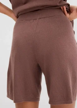 bonprix Hosen|Zweiteiler & Sets|Schlupf-Shorts aus Feinstrick matt braun