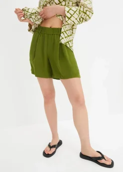 bonprix Bekleidung·Outdoorbekleidung|Bekleidung·Kleider|Schlupf-Shorts aus luftigem Crêpe dunkelmoos