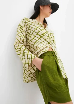 bonprix Bekleidung·Outdoorbekleidung|Bekleidung·Kleider|Schlupf-Shorts aus luftigem Crêpe dunkelmoos