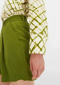 bonprix Bekleidung·Outdoorbekleidung|Bekleidung·Kleider|Schlupf-Shorts aus luftigem Crêpe dunkelmoos