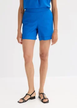 bonprix Hosen|Shorts|Schlupf-Shorts aus luftigem Leinen-Mix arktikblau