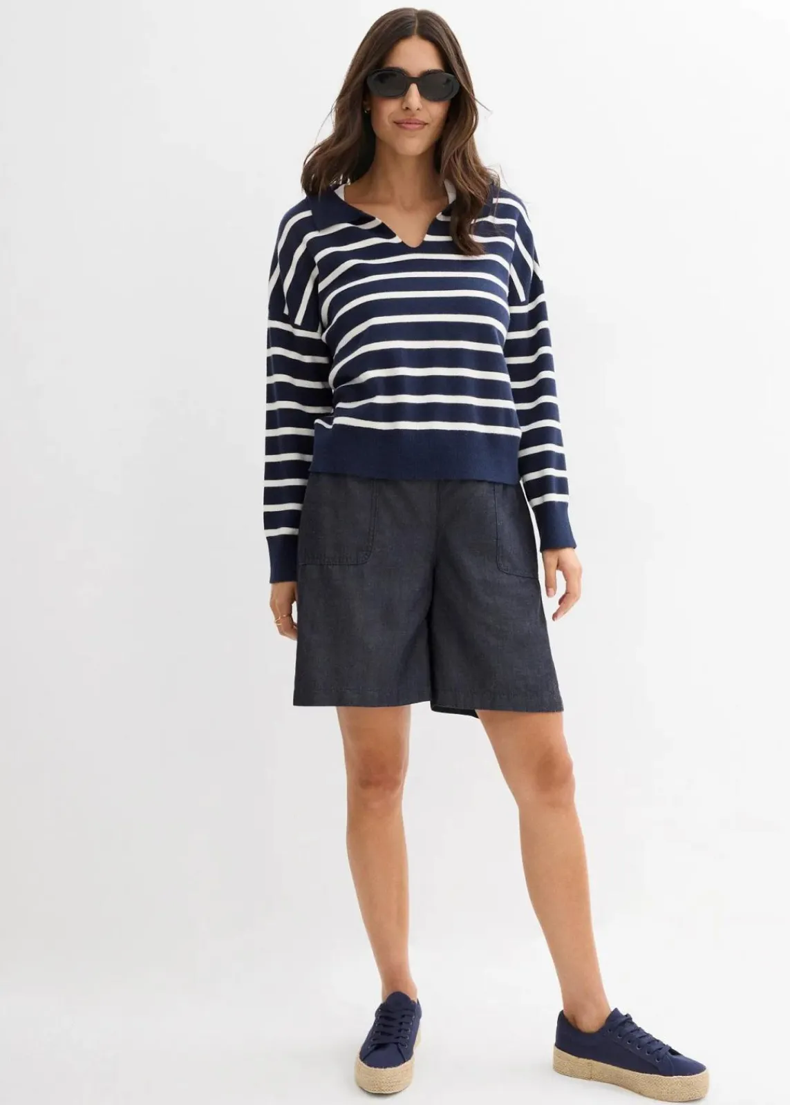 bonprix Bekleidung·Outdoorbekleidung|Bekleidung·Kleider|Schlupf-Shorts mit kühlendem Leinenanteil dunkelblau denim