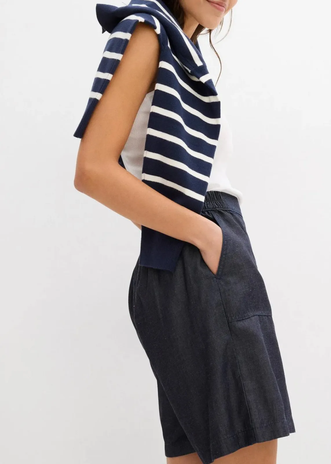 bonprix Bekleidung·Outdoorbekleidung|Bekleidung·Kleider|Schlupf-Shorts mit kühlendem Leinenanteil dunkelblau denim