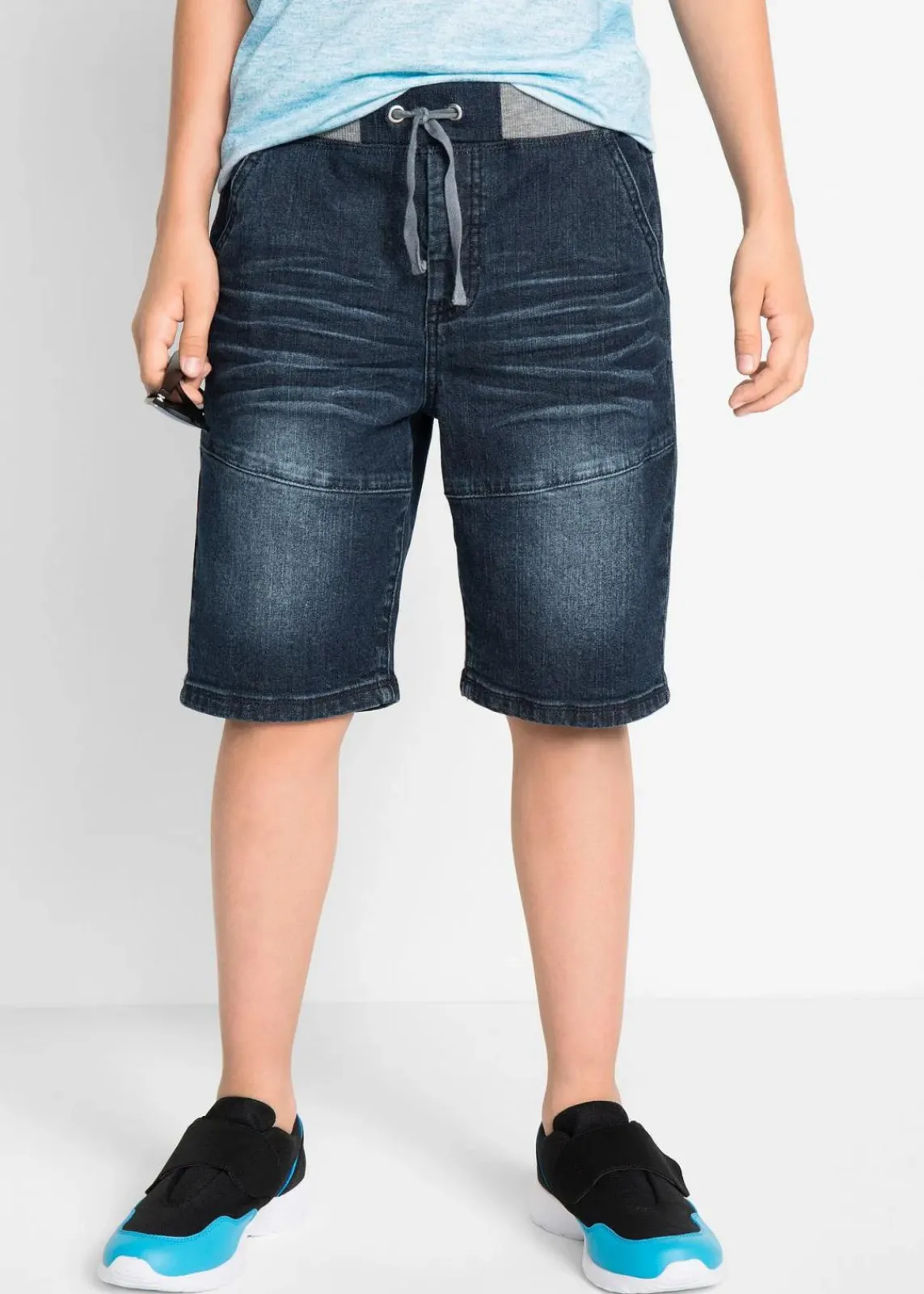 bonprix Jungen 9-16 Jahre·Jeans|Jungen 9-16 Jahre·Shorts|Schlupf-Stretch-Jeans-Bermuda, Regular Fit dunkelblau denim