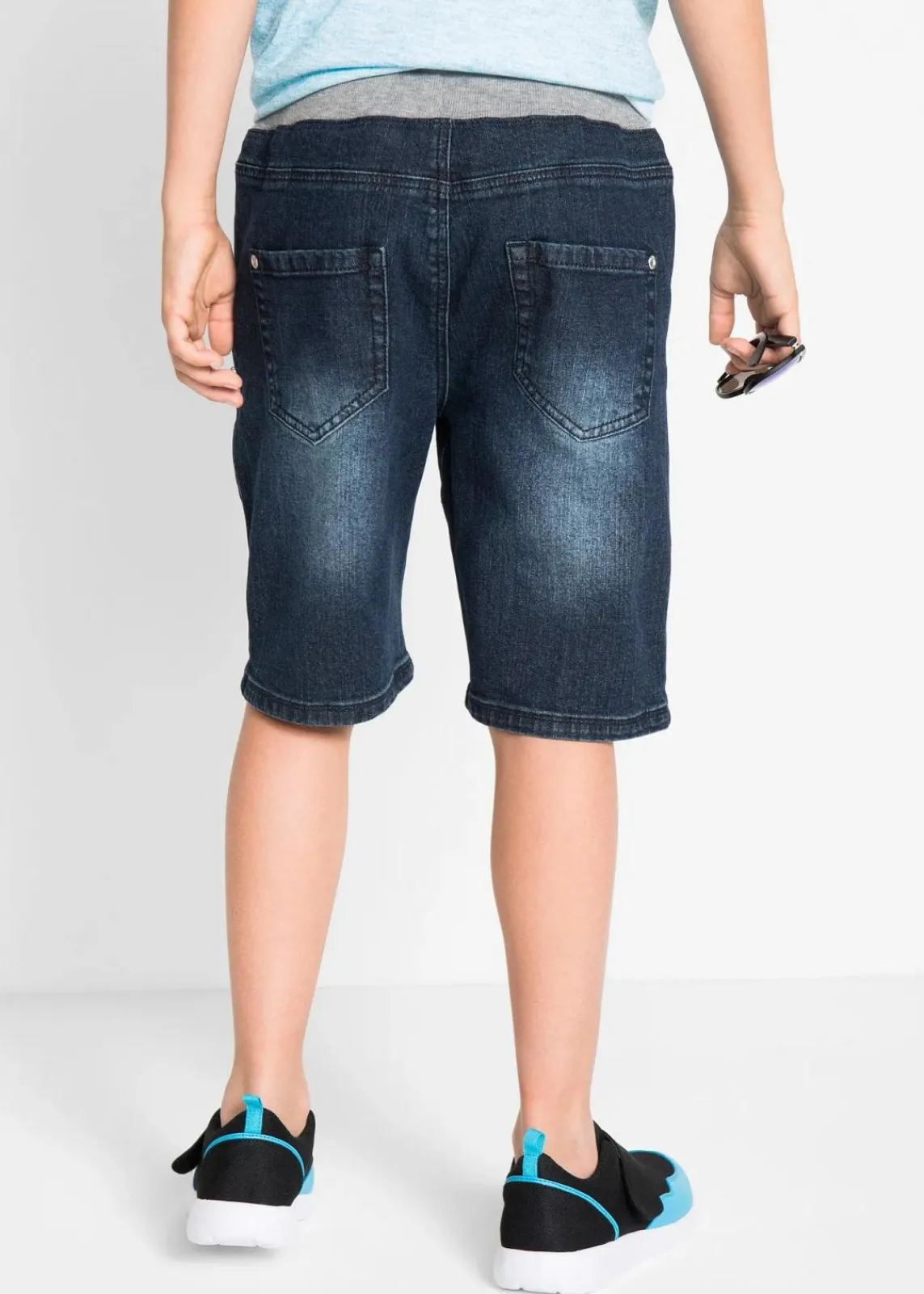 bonprix Jungen 9-16 Jahre·Jeans|Jungen 9-16 Jahre·Shorts|Schlupf-Stretch-Jeans-Bermuda, Regular Fit dunkelblau denim