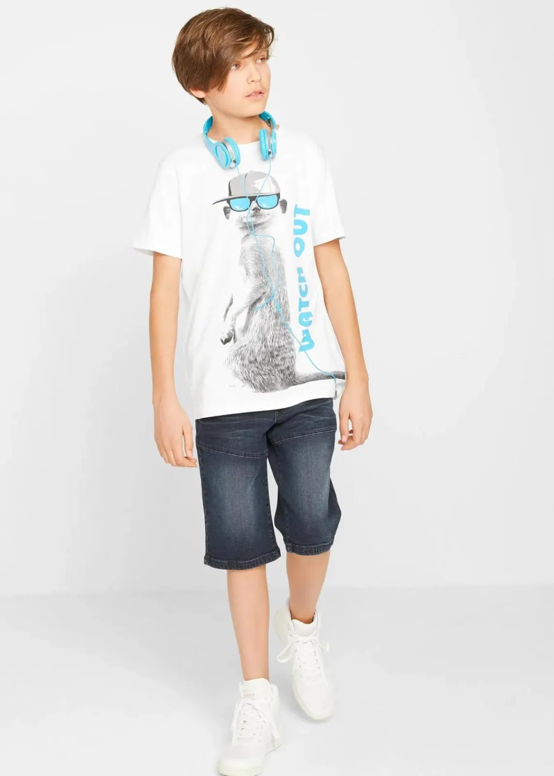 bonprix Jungen 9-16 Jahre·Jeans|Jungen 9-16 Jahre·Shorts|Schlupf-Stretch-Jeans-Bermuda, Regular Fit dunkelblau denim