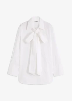 bonprix Bekleidung·Jacken & Mäntel|Blusen & Tuniken|Schluppenbluse aus reiner Baumwolle weiß