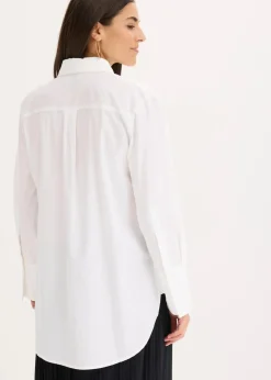 bonprix Bekleidung·Jacken & Mäntel|Blusen & Tuniken|Schluppenbluse aus reiner Baumwolle weiß