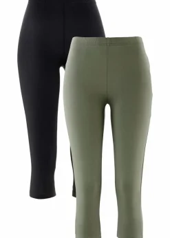 Schmal geschnittene Capri-Leggings (2er Pack)|bonprix New