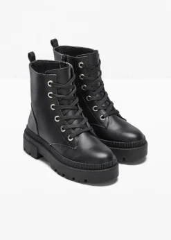 bonprix Boots|Schnürboots mit Profilsohle schwarz