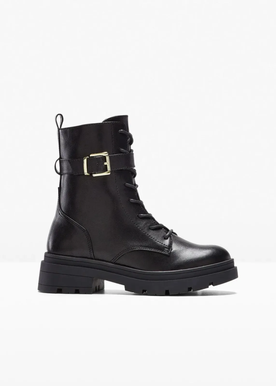 bonprix Gefütterte Winterschuhe|Boots|Schnürboots mit Schnalle schwarz