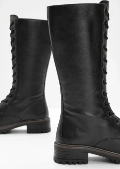 bonprix Gefütterte Winterschuhe|Stiefel|Schnürstiefel schwarz