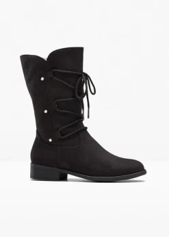 bonprix Gefütterte Winterschuhe|Stiefel|Schnürstiefel schwarz
