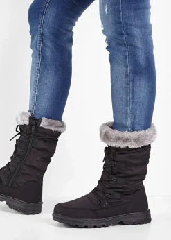 bonprix Komfortschuhe|Gefütterte Winterschuhe|Schnürstiefel schwarz