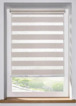 Schnurloses Doppelrollo in Leinen-Optik|bonprix