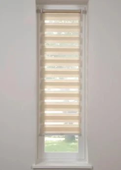 Schnurloses Doppelrollo in Leinen-Optik|bonprix