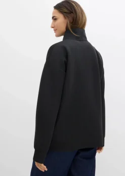 bonprix Sweat|Basics|Scuba-Shirt mit Stehkragen schwarz