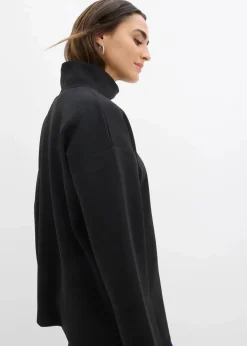 bonprix Sweat|Basics|Scuba-Shirt mit Stehkragen schwarz