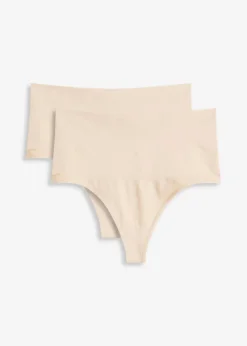 bonprix Nachhaltigere Materialien|Höschen|Seamless Light Shape-String (2er Pack) 2x sandbeige