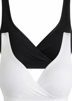 bonprix Wäsche·Still- & Umstandswäsche|Wäsche·Bhs|Seamless Still-Bustier (2er Pack) schwarz + weiß