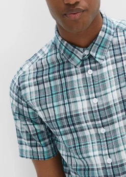 Seersucker-Kurzarmhemd aus reiner Baumwolle|bonprix Online