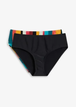 bonprix Nachhaltigere Materialien|Mix & Match|Shape Bikinihose (2er Pack) leichte Formkraft bunt/gestreift + anthrazit