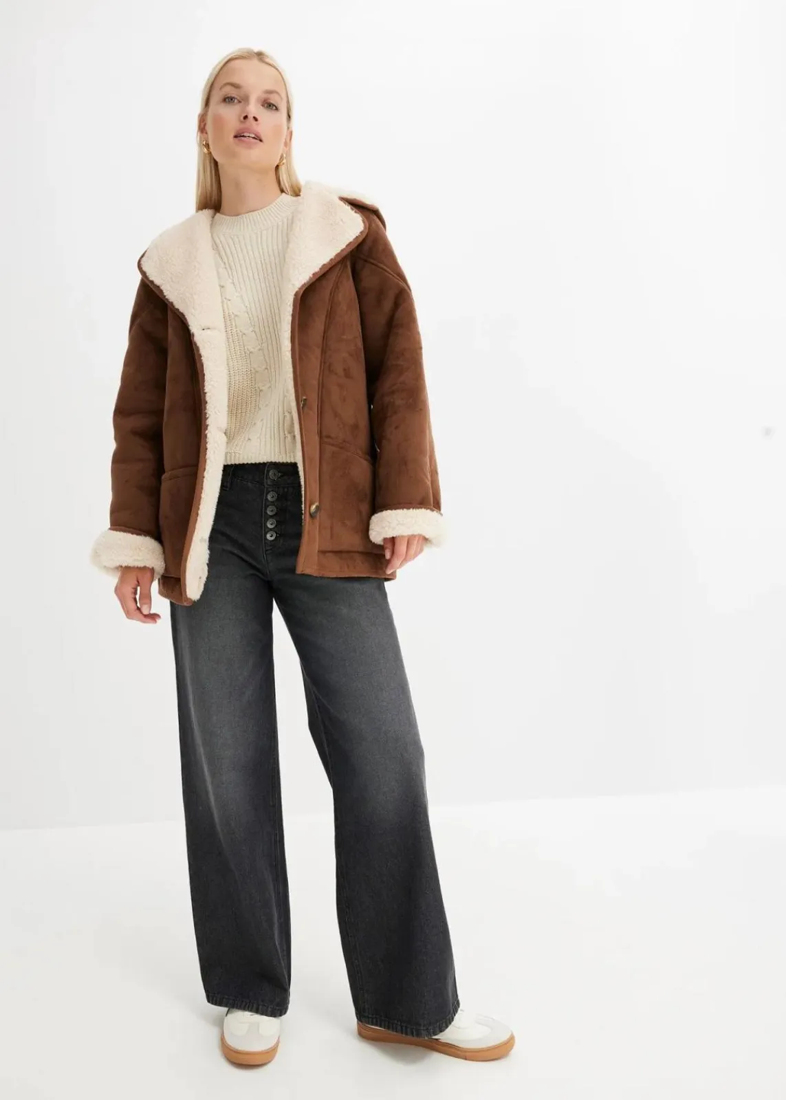Shearling Jacke mit Kapuze|bonprix Sale