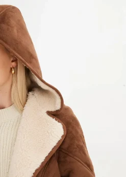 Shearling Jacke mit Kapuze|bonprix Sale