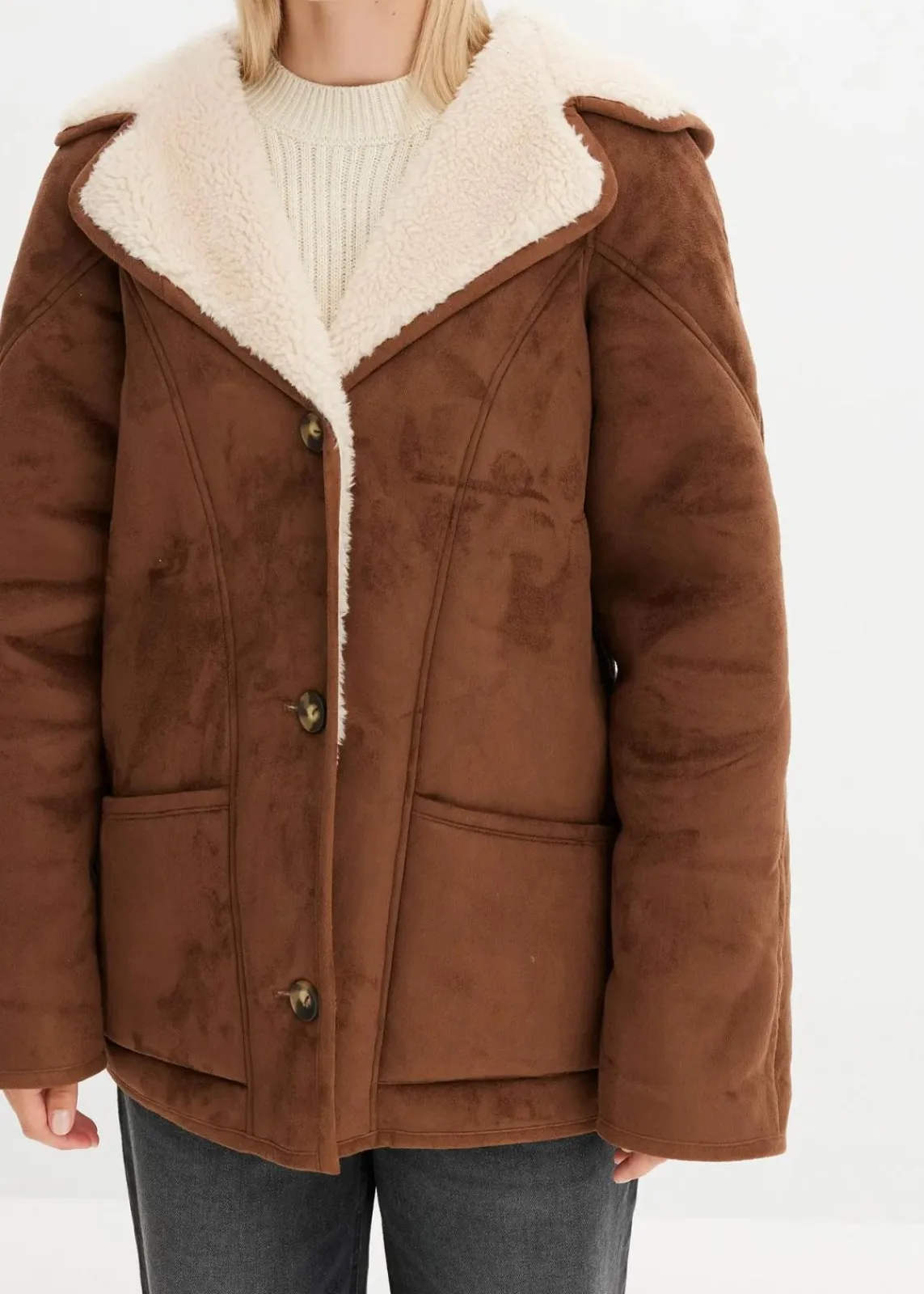 Shearling Jacke mit Kapuze|bonprix Sale