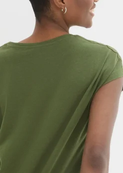 bonprix Shirts & Tops|Shirt dunkelkhaki/schwarz bedruckt