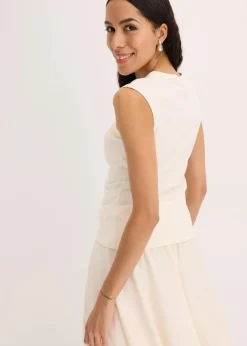 bonprix Shirts & Tops|Shirt aus elastischem Baumwoll-Mix naturbeige